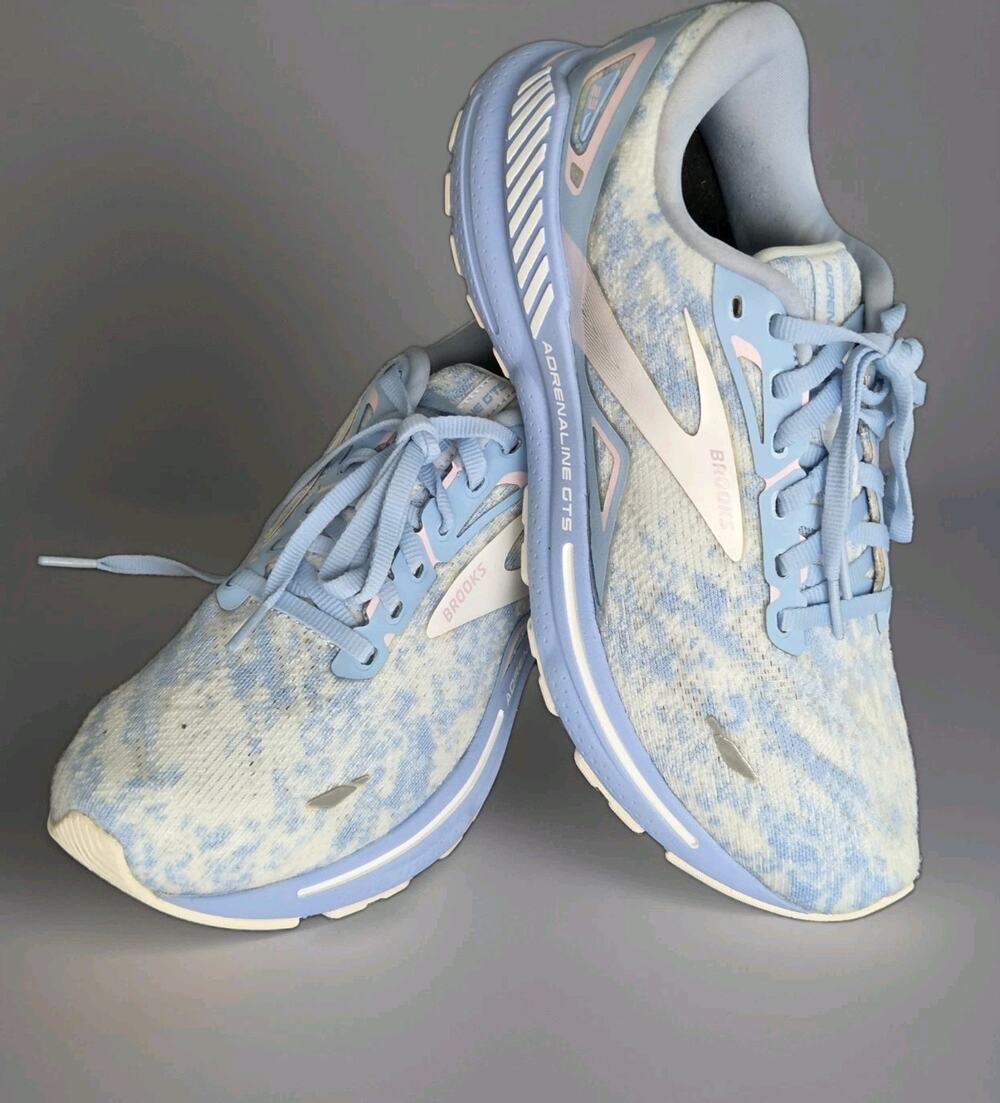 Brooks Adrenaline GTS 23 Women Sz 9.5 B Blue Pink Athletic Running Shoe Sneaker